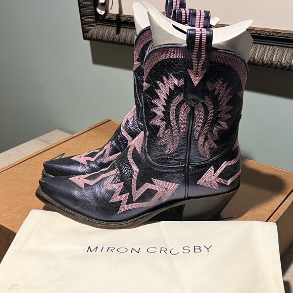 Miron Crosby Metallic Navy & Pink Cowgirl Boots - Sz. 10 - Picture 8 of 15